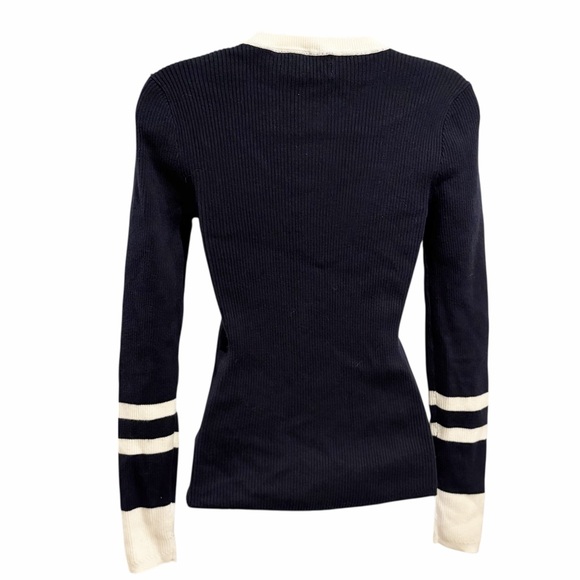 Faherty Cotton Cashmere Mikki Ribbed Henley Pullover Navy size Small - Picture 5 of 8